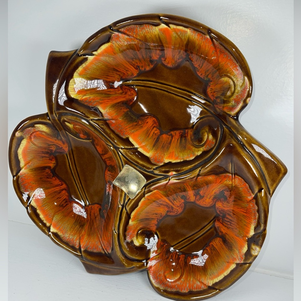 Maurice of‎ California gorgeous 3 section mid century pottery server-Mid century